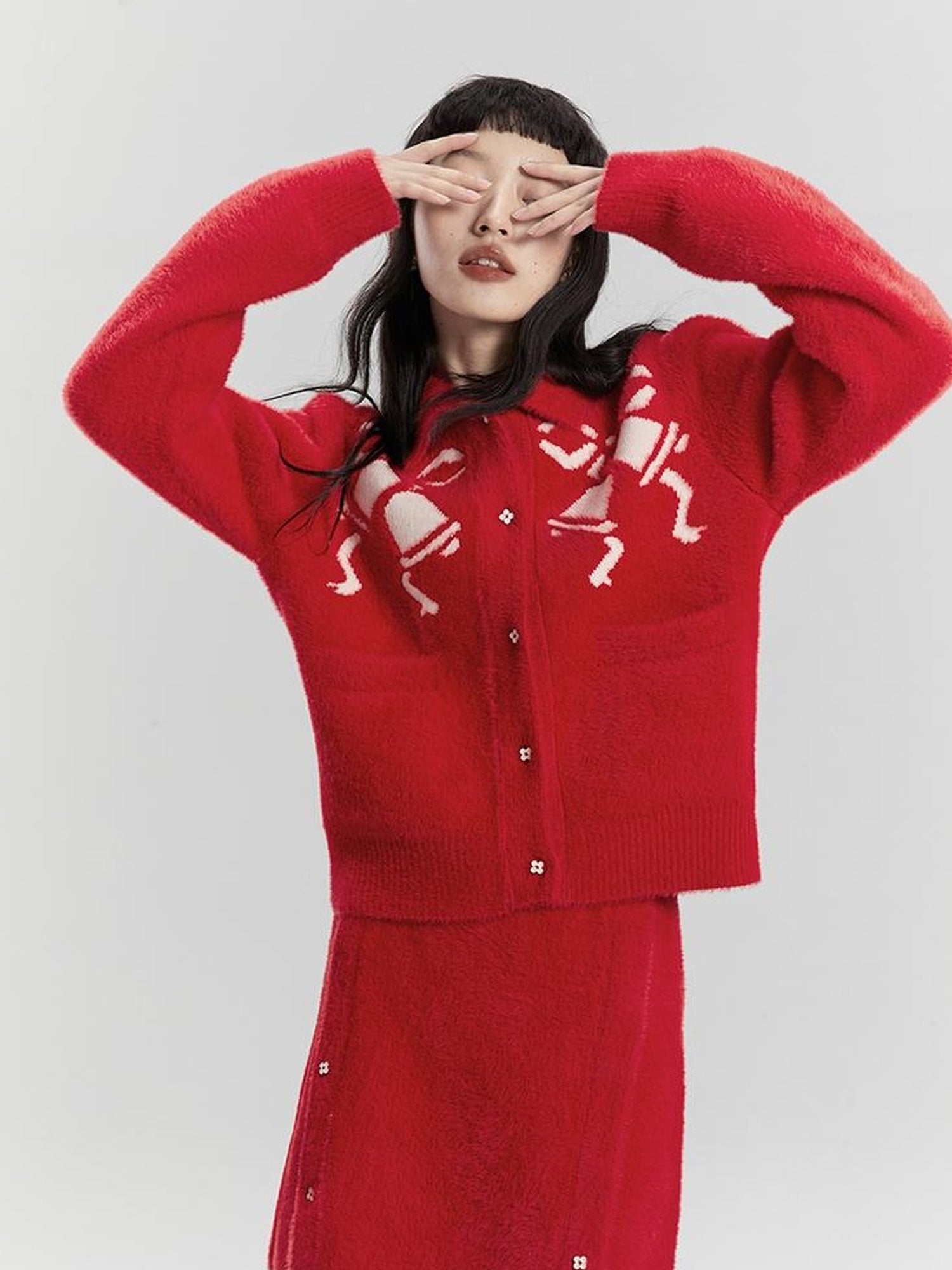 DIDDI MODA Elegant Bow Knot Winter Knit Set