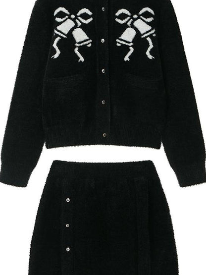 DIDDI MODA Elegant Bow Knot Winter Knit Set