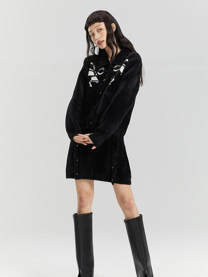 DIDDI MODA Elegant Bow Knot Winter Knit Set