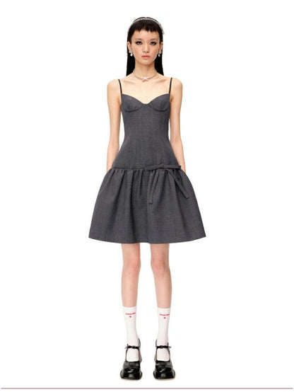 Elegant Bow Strap Dress with Built-in Bra