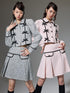 DIDDI MODA Elegant Bow Trimmed Pink Black Suit Set