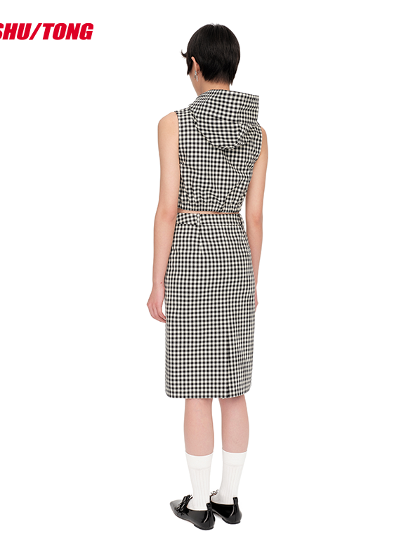 Elegant Checkered Pencil Skirt Spring Women&