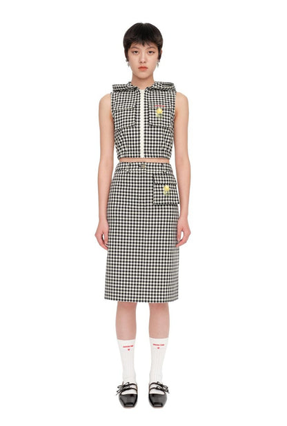 Elegant Checkered Pencil Skirt Spring Women&