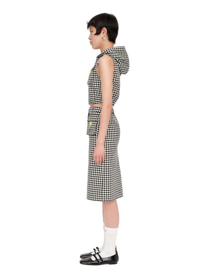 Elegant Checkered Pencil Skirt Spring Women&