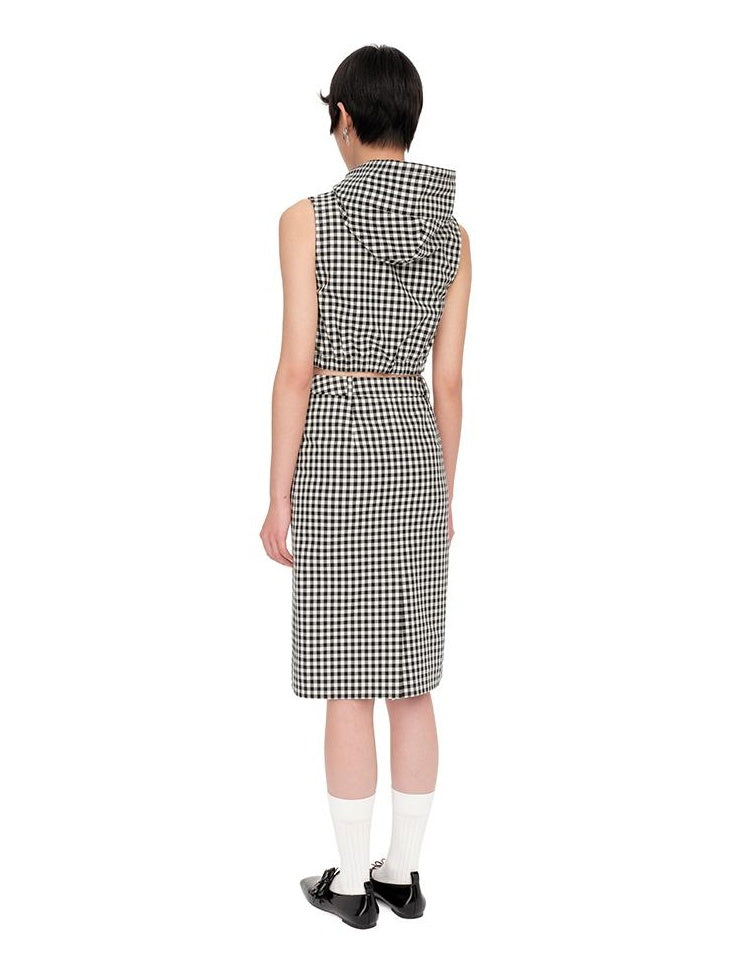 Elegant Checkered Pencil Skirt Spring Women&