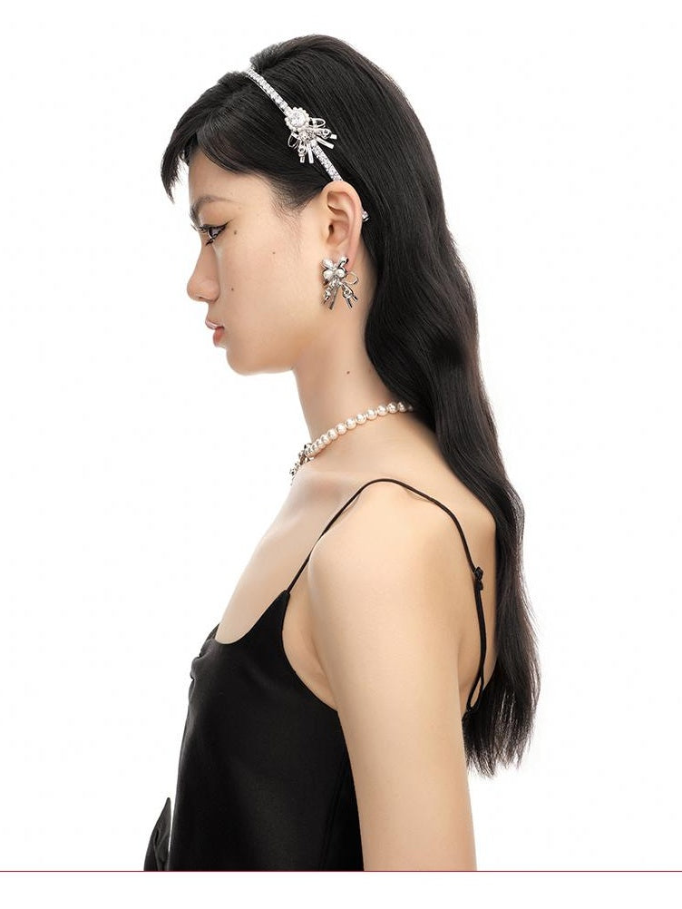 Elegant Curl Hairpin with Zirconia Headband