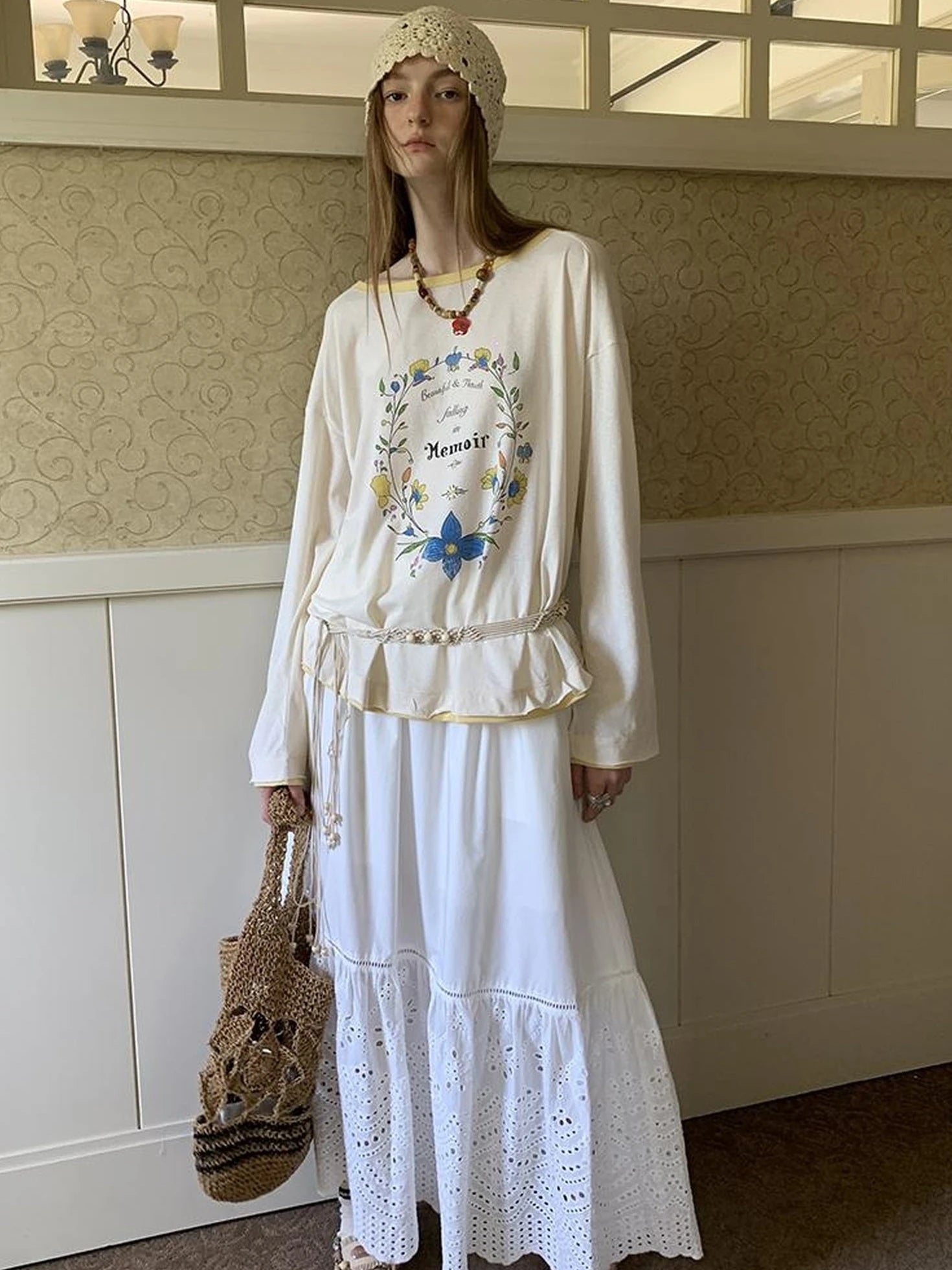 Elegant Cutout Embroidered Asymmetrical Midi Skirt