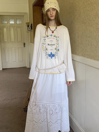 Elegant Cutout Embroidered Asymmetrical Midi Skirt