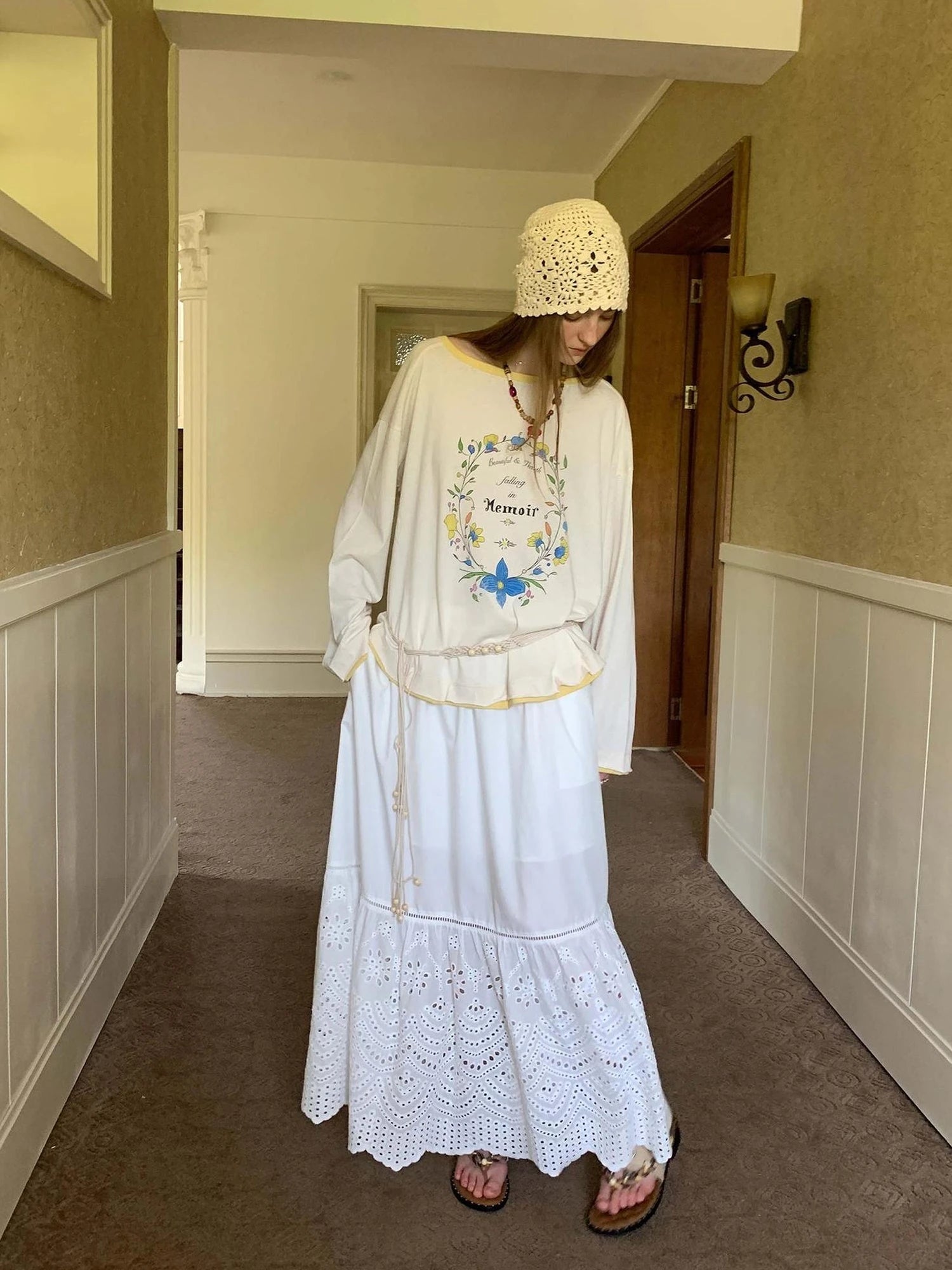 Elegant Cutout Embroidered Asymmetrical Midi Skirt