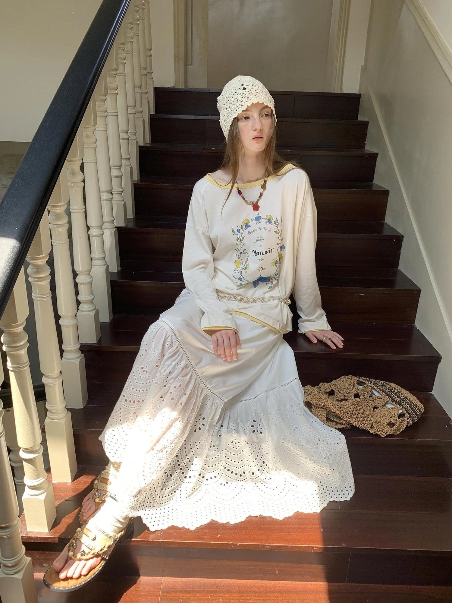 Elegant Cutout Embroidered Asymmetrical Midi Skirt