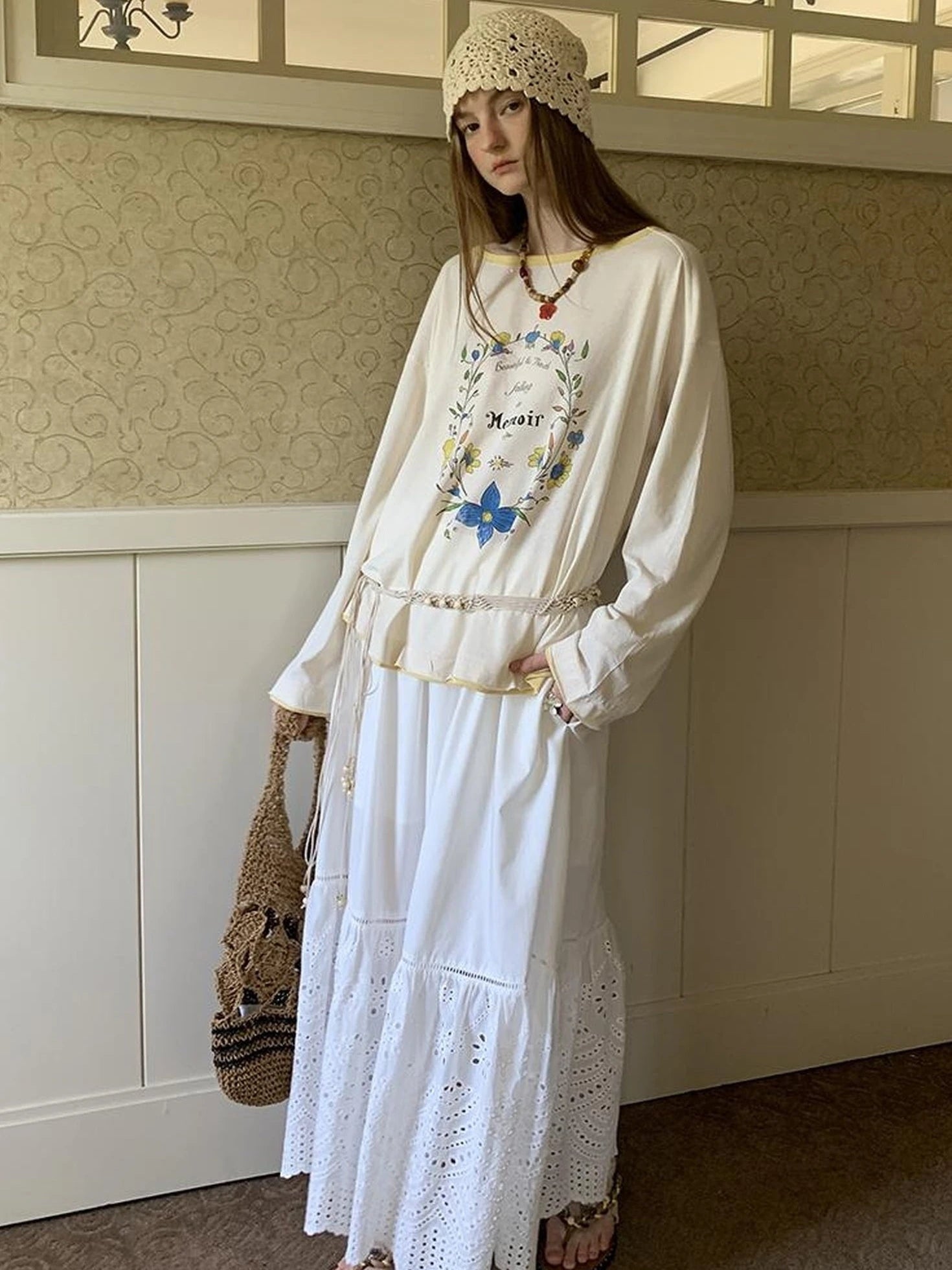 Elegant Cutout Embroidered Asymmetrical Midi Skirt