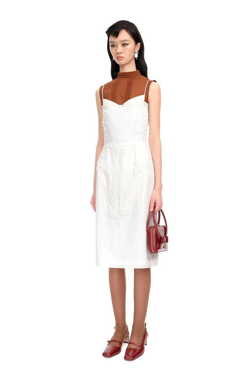 Elegant Embroidered Strapless Dress Chic Women&