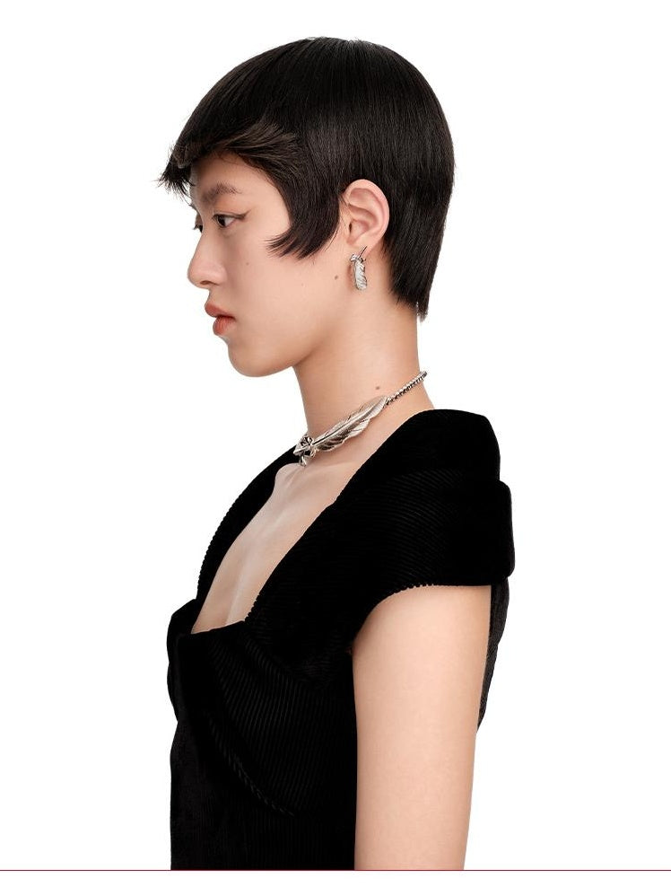 Elegant Feather Zircon Choker Chic &amp; Sophisticated Necklace