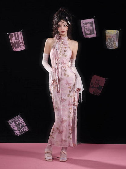 WSW WUSHENWU Elegant Floral Detachable Neckline Dress