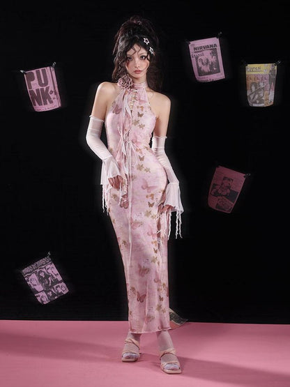 WSW WUSHENWU Elegant Floral Detachable Neckline Dress