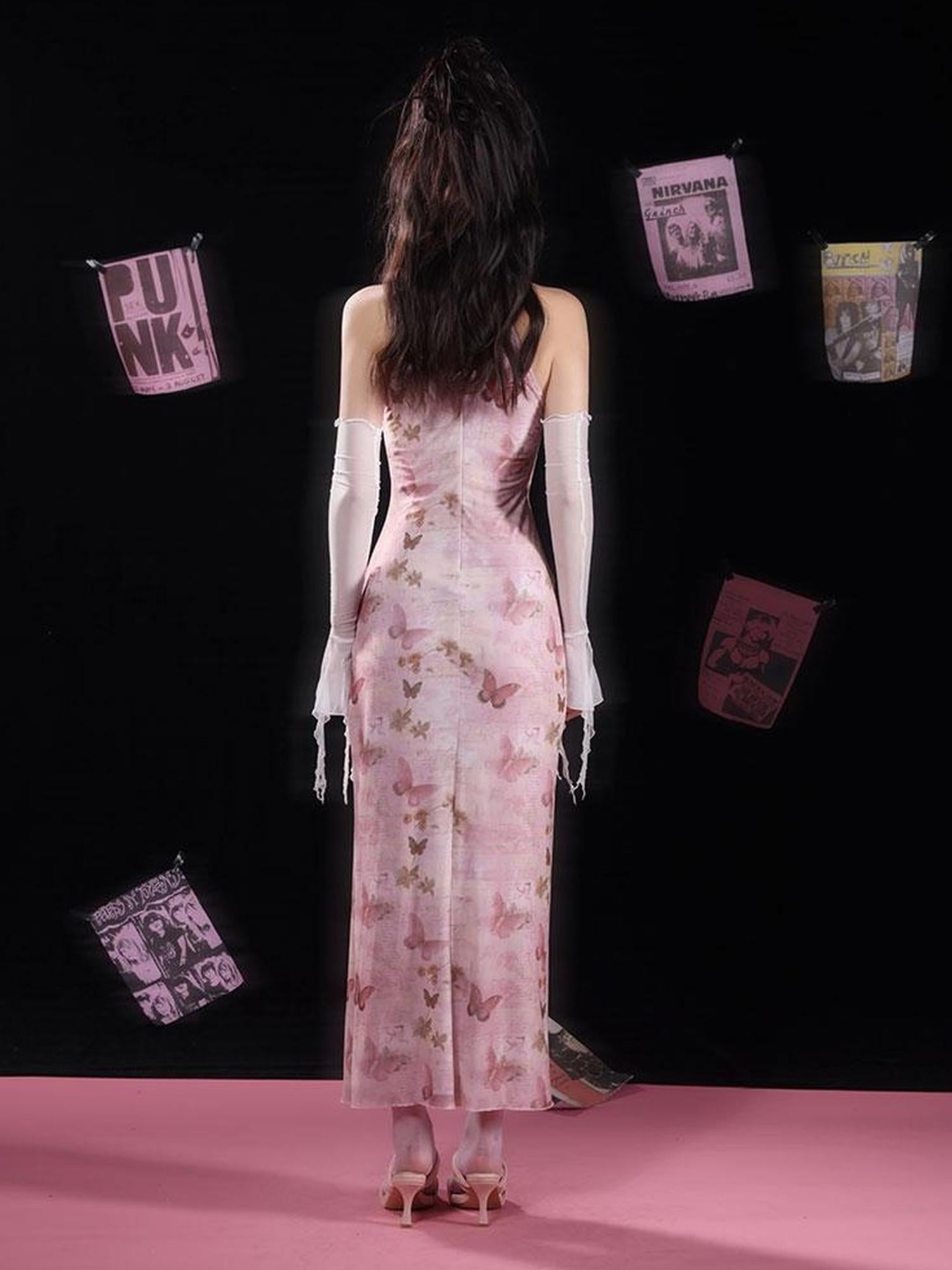 WSW WUSHENWU Elegant Floral Detachable Neckline Dress