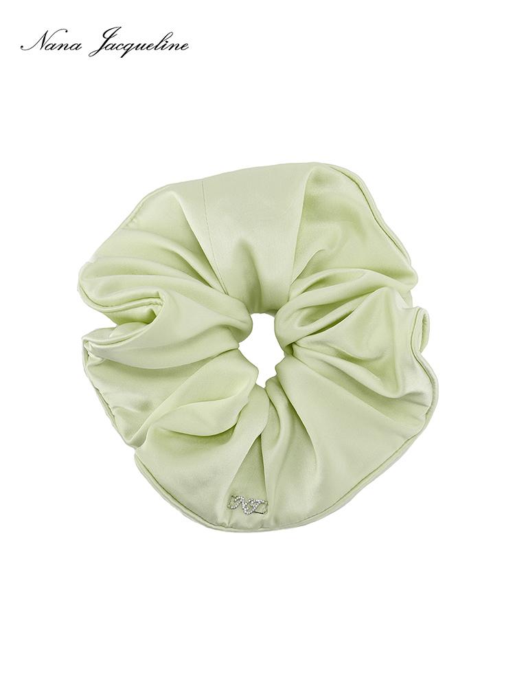 Elegant Floral Scrunchies with Rhinestone Logo Hair Ties