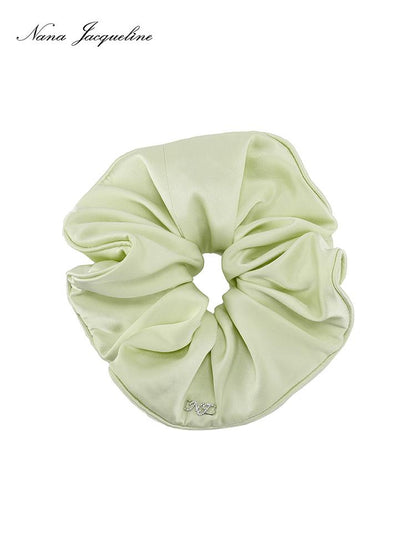 Elegant Floral Scrunchies with Rhinestone Logo Hair Ties