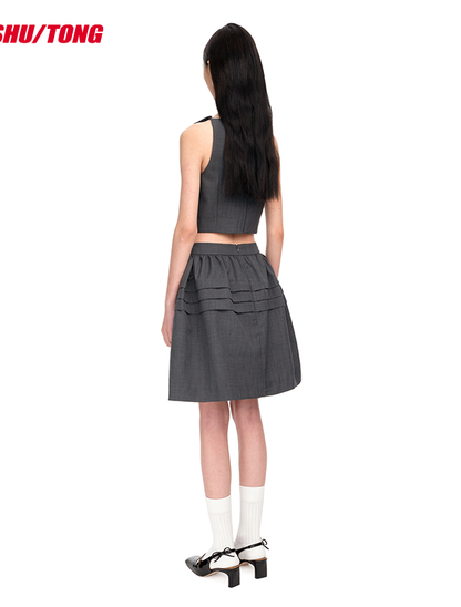 Elegant High-Waist Puff Skirt for Women