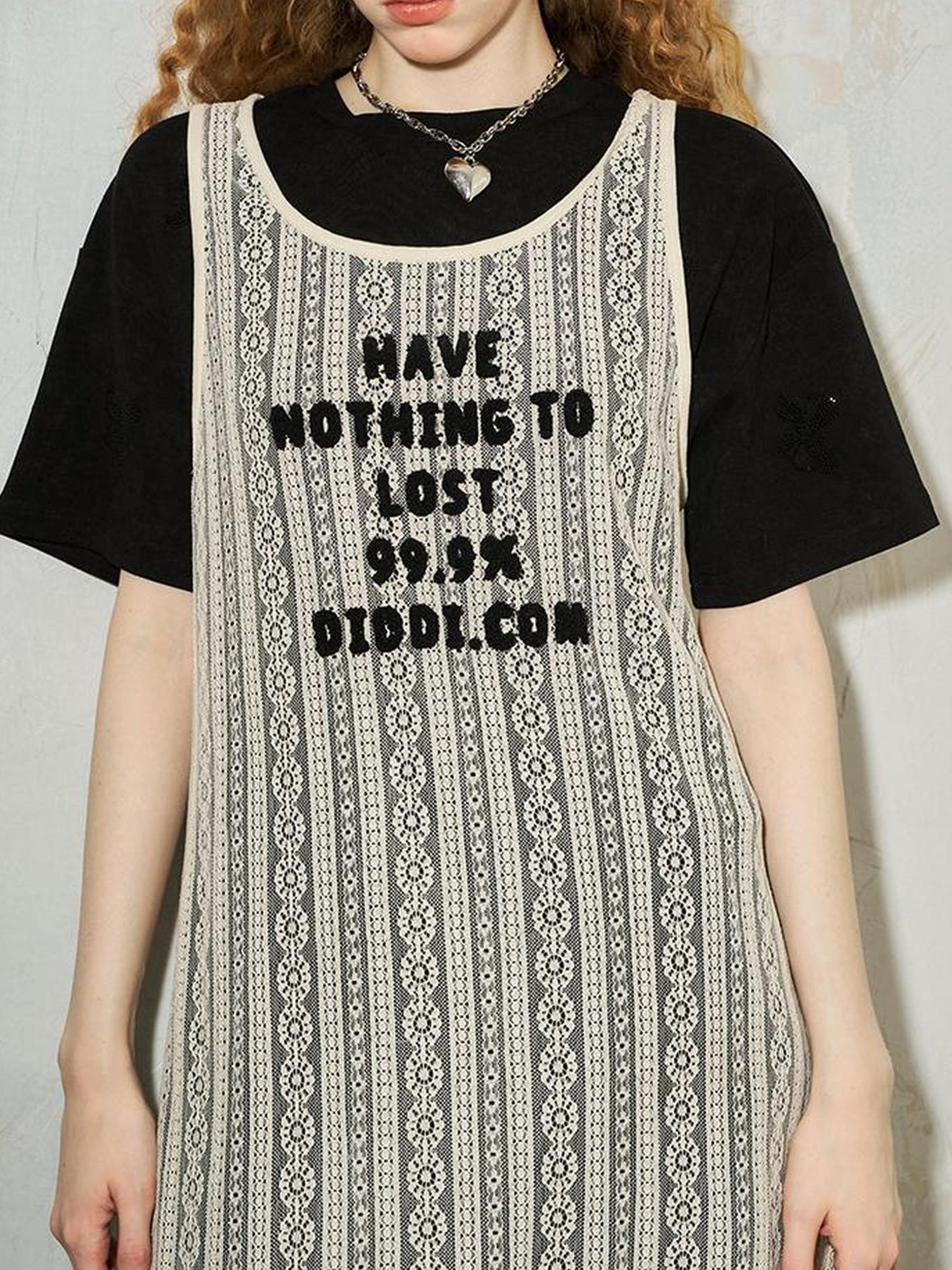 DIDDI MODA Elegant Lace Asymmetrical Hem Relaxed Beach Dress