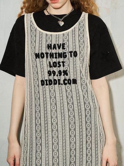 DIDDI MODA Elegant Lace Asymmetrical Hem Relaxed Beach Dress