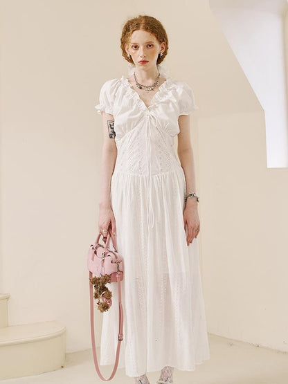 DIDDI MODA Elegant Lace French Waist Tea Dress