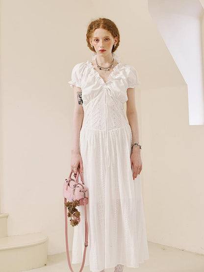 DIDDI MODA Elegant Lace French Waist Tea Dress