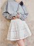 DIDDI MODA Elegant Lace Tiered Mini Skirt With Floral Detailing