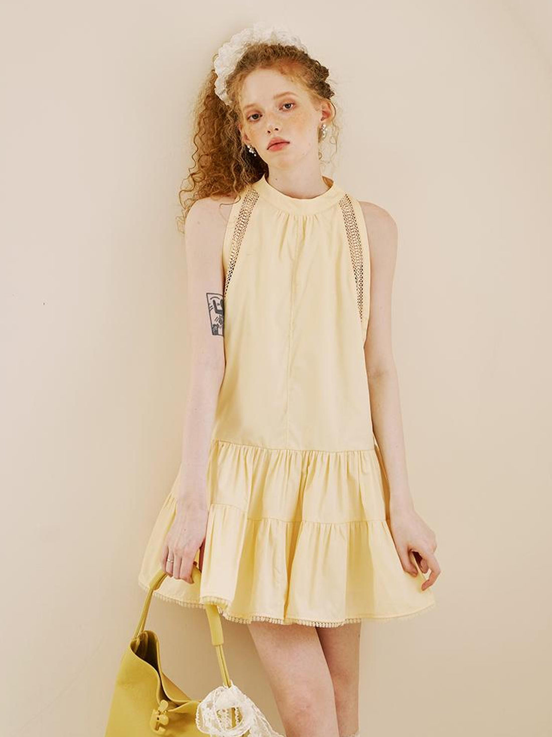 DIDDI MODA Elegant Lace Trimmed Sleeveless A Line Dress