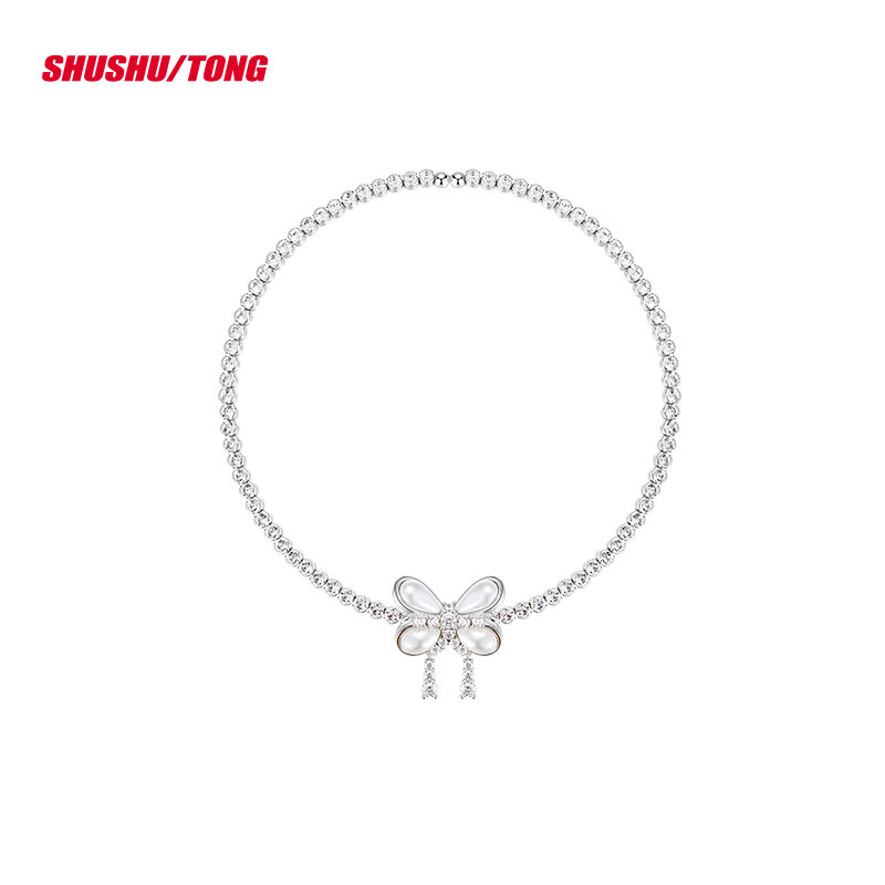 Elegant Pearl Butterfly Zircon Choker Necklace