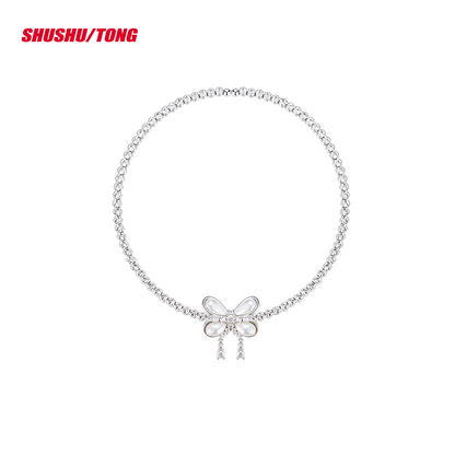 Elegant Pearl Butterfly Zircon Choker Necklace