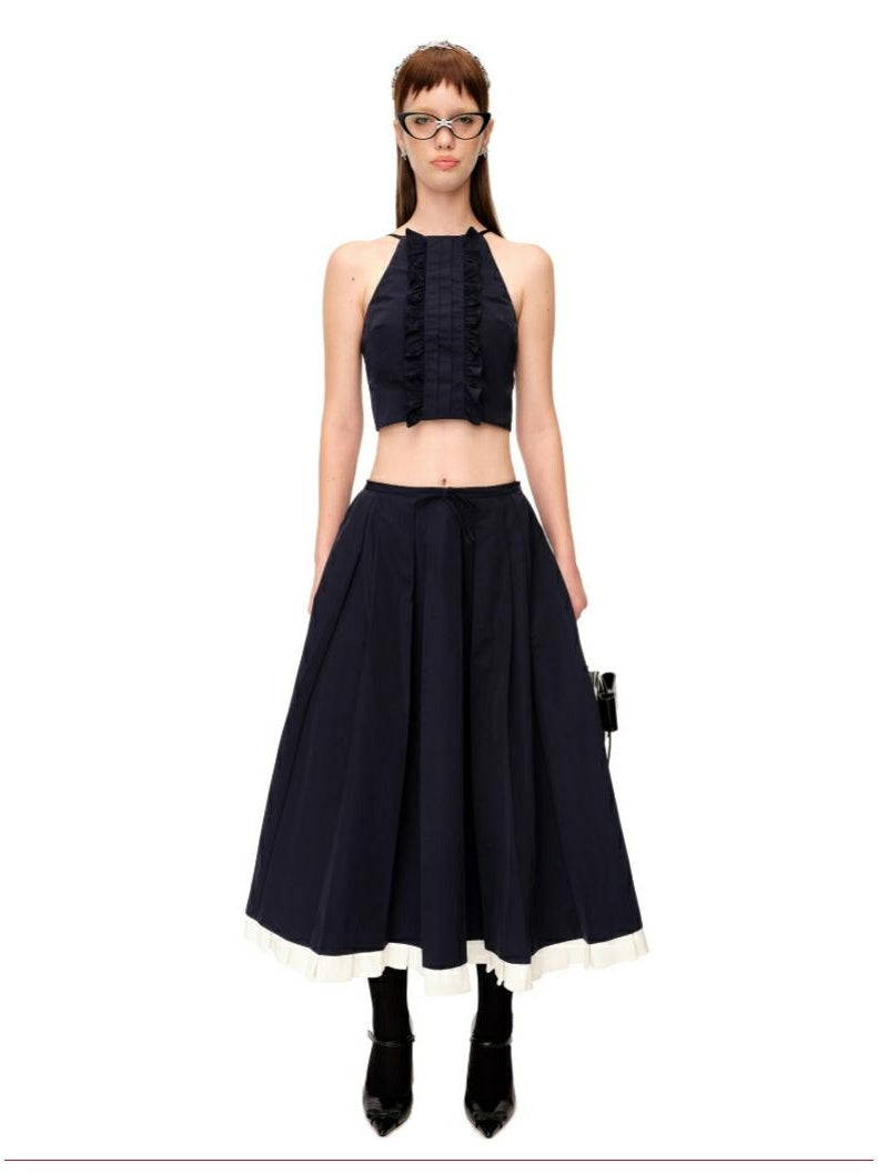 Elegant Pleated Maxi Skirt with Feminine Design