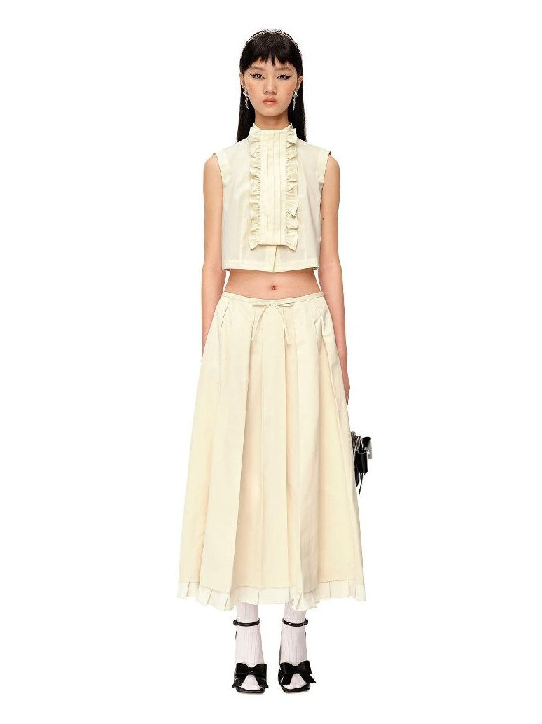 Elegant Pleated Maxi Skirt with Feminine Design