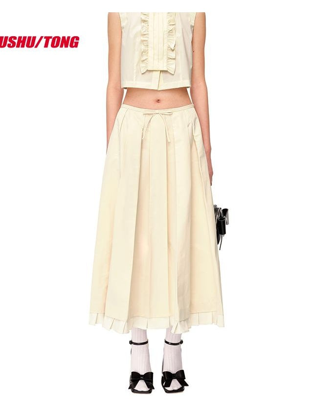 Elegant Pleated Maxi Skirt with Feminine Design