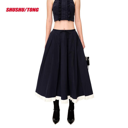 Elegant Pleated Maxi Skirt with Feminine Design