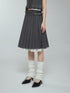 DIDDI MODA Elegant Pleated Skirt With Floral Hem A Line Silhouette