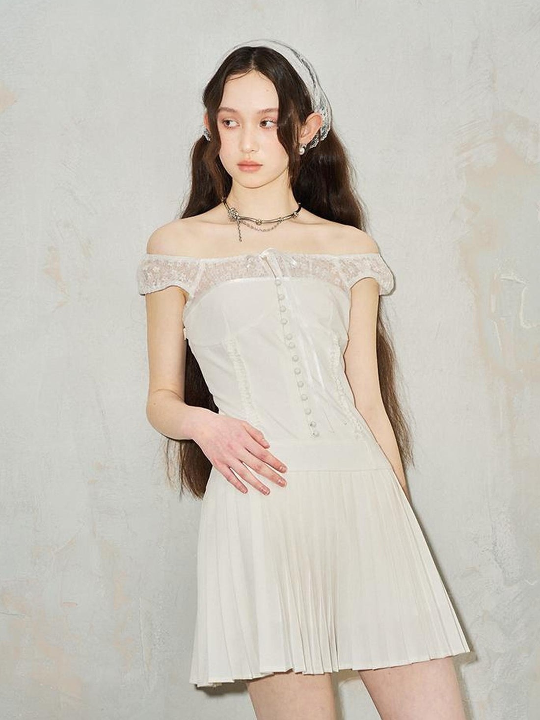 DIDDI MODA Elegant Pleated Wrap Dress With Flowy Silhouette