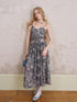DIDDI MODA Elegant Polka Dot Mesh Wrap Waist Maxi Dress