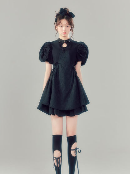Elegant Qipao Bubble Sleeve Dress