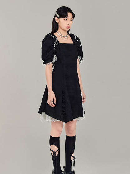 Elegant Qipao Bubble Sleeve Dress