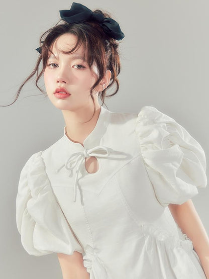Elegant Qipao Bubble Sleeve Dress
