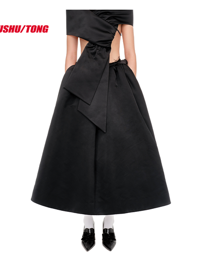 Elegant Retro Asymmetrical Spring Skirt Women&