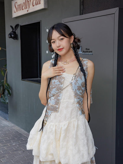 Sweet Mi Elegant Reversible Lace Vest Free Size