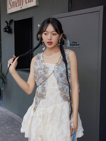 Sweet Mi Elegant Reversible Lace Vest Free Size
