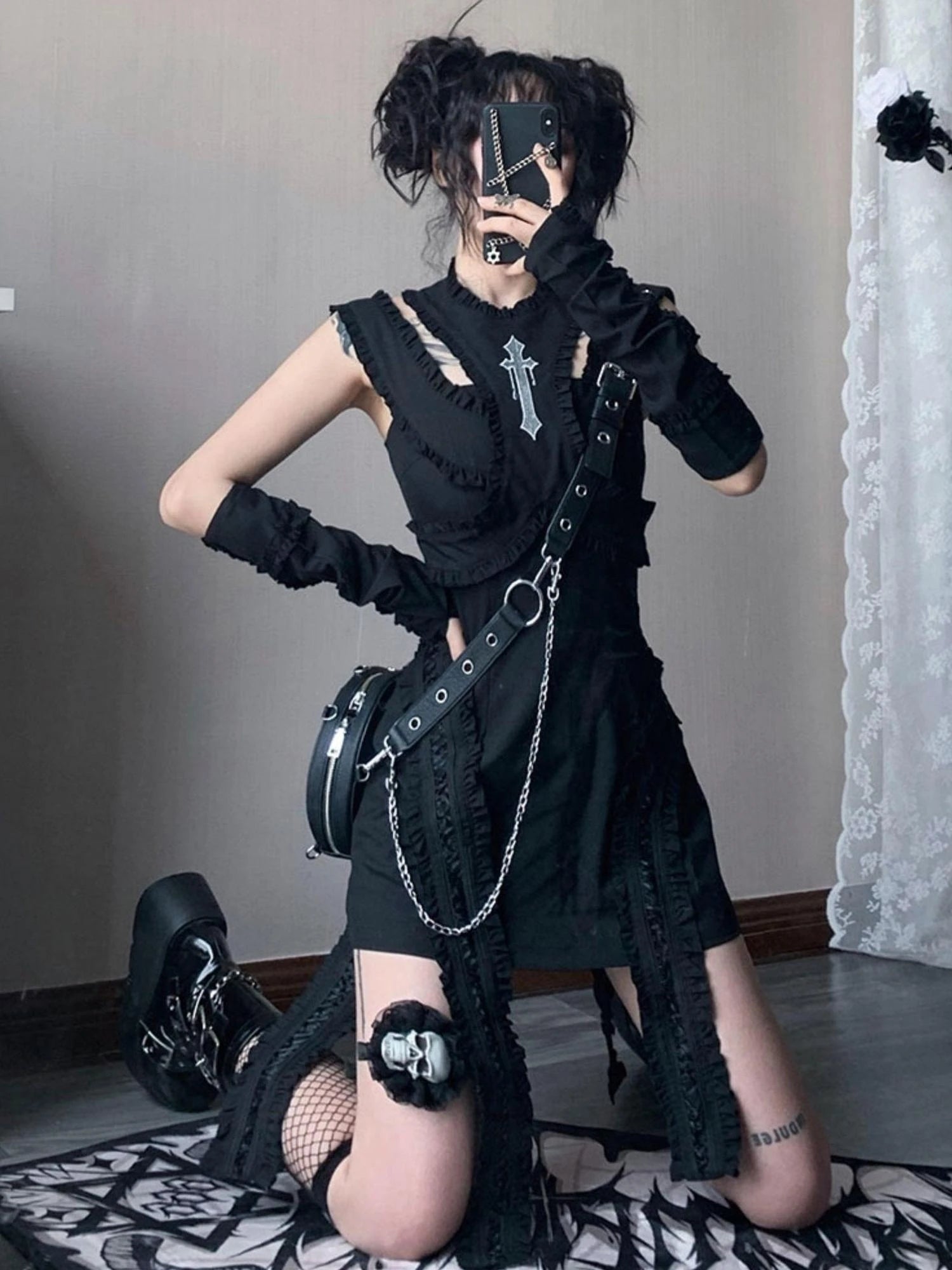 Elegant Satin Slit Dress SML Low Iron Hand Wash