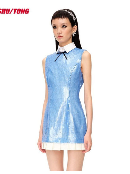 Elegant Sequin Sleeveless A-Line Mini Dress