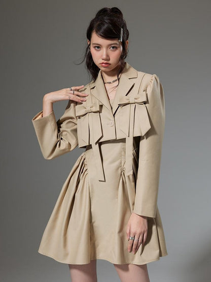DIDDI MODA Elegant Short Blazer Slip Dress Set