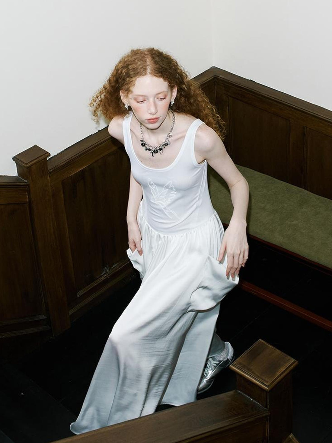 DIDDI MODA Elegant Swallow Embroidered A Line Dress With Pockets