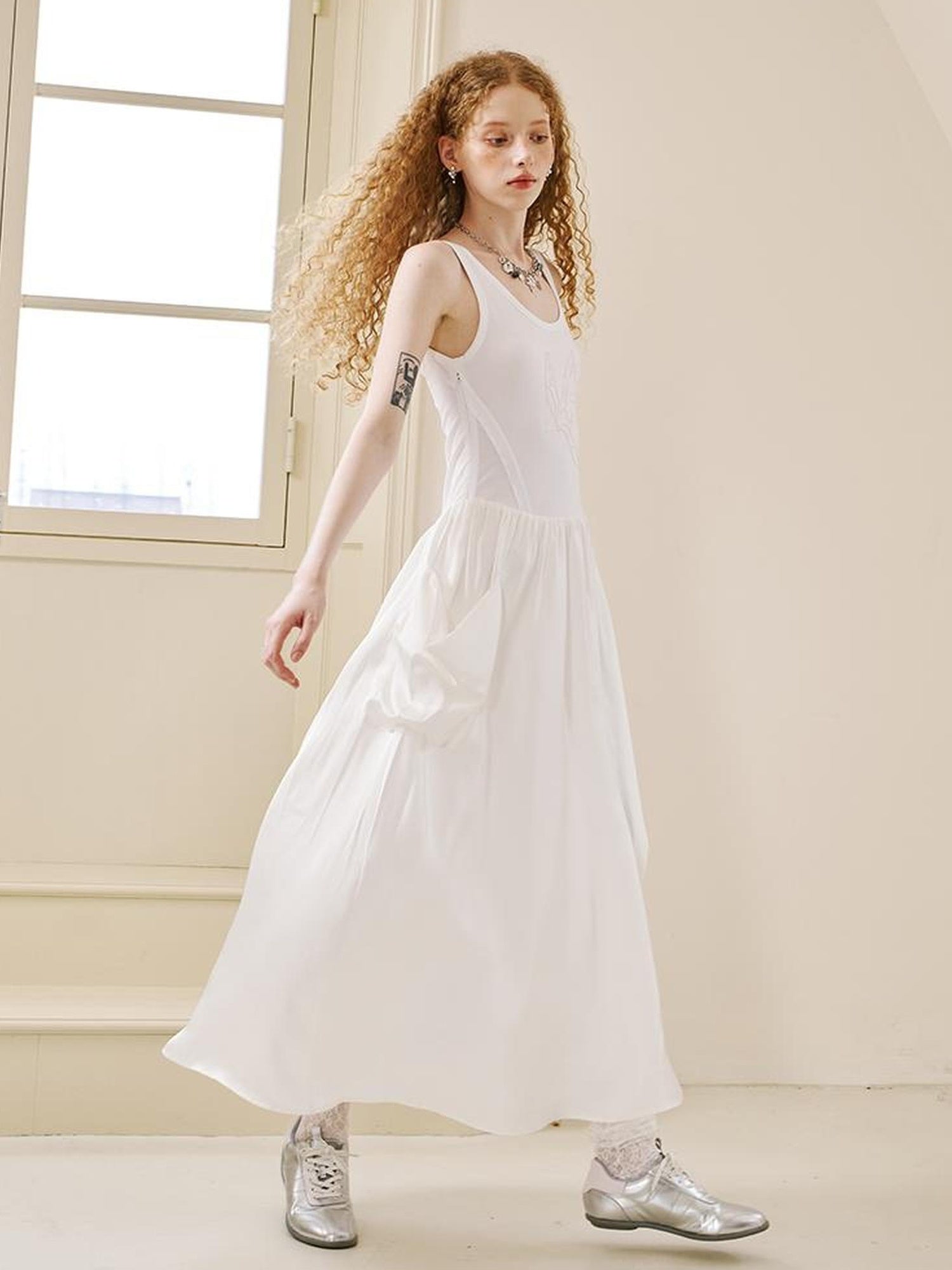 DIDDI MODA Elegant Swallow Embroidered A Line Dress With Pockets