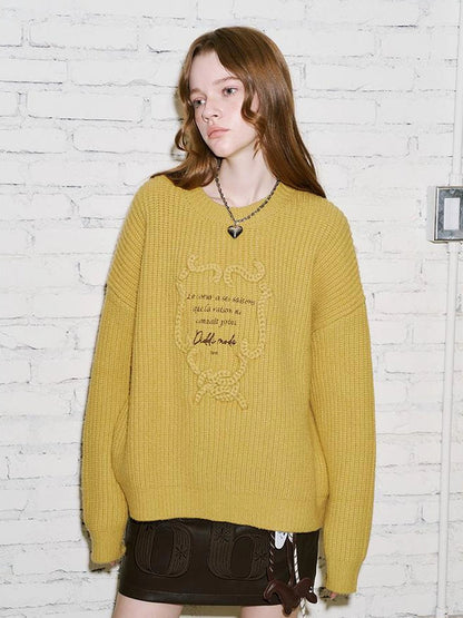 Elegant Tape Embroidered Letter Sweater